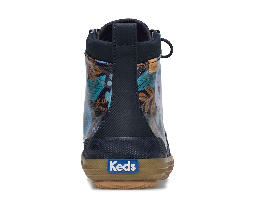 Μπότες Γυναικεια - Keds Rifle Paper Co. Scout Water-Resistant Garden Party - Σκουρο Μπλε - OCZBY7901